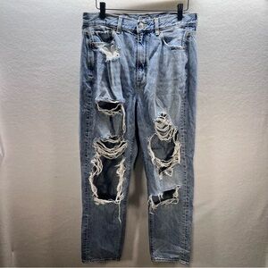 American Eagle Distressed Trashed Highest Rise Mom Jeans Womens‎ 10 Denim 2925